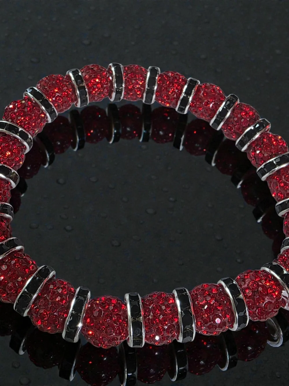Glam Red Crystal Sparkle Beaded Stack Bracelet